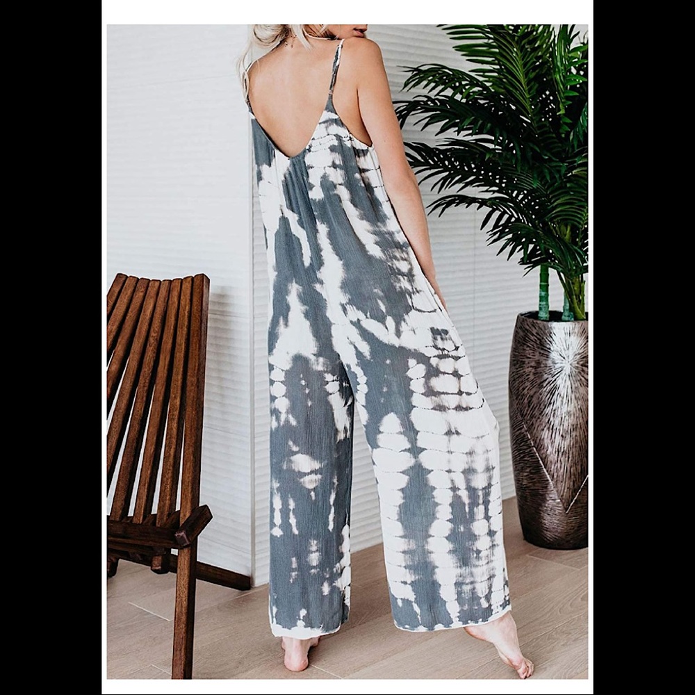 🆕 Tie Dye Baggy Spaghetti Strap Wide Leg J… - Picture 2 of 2